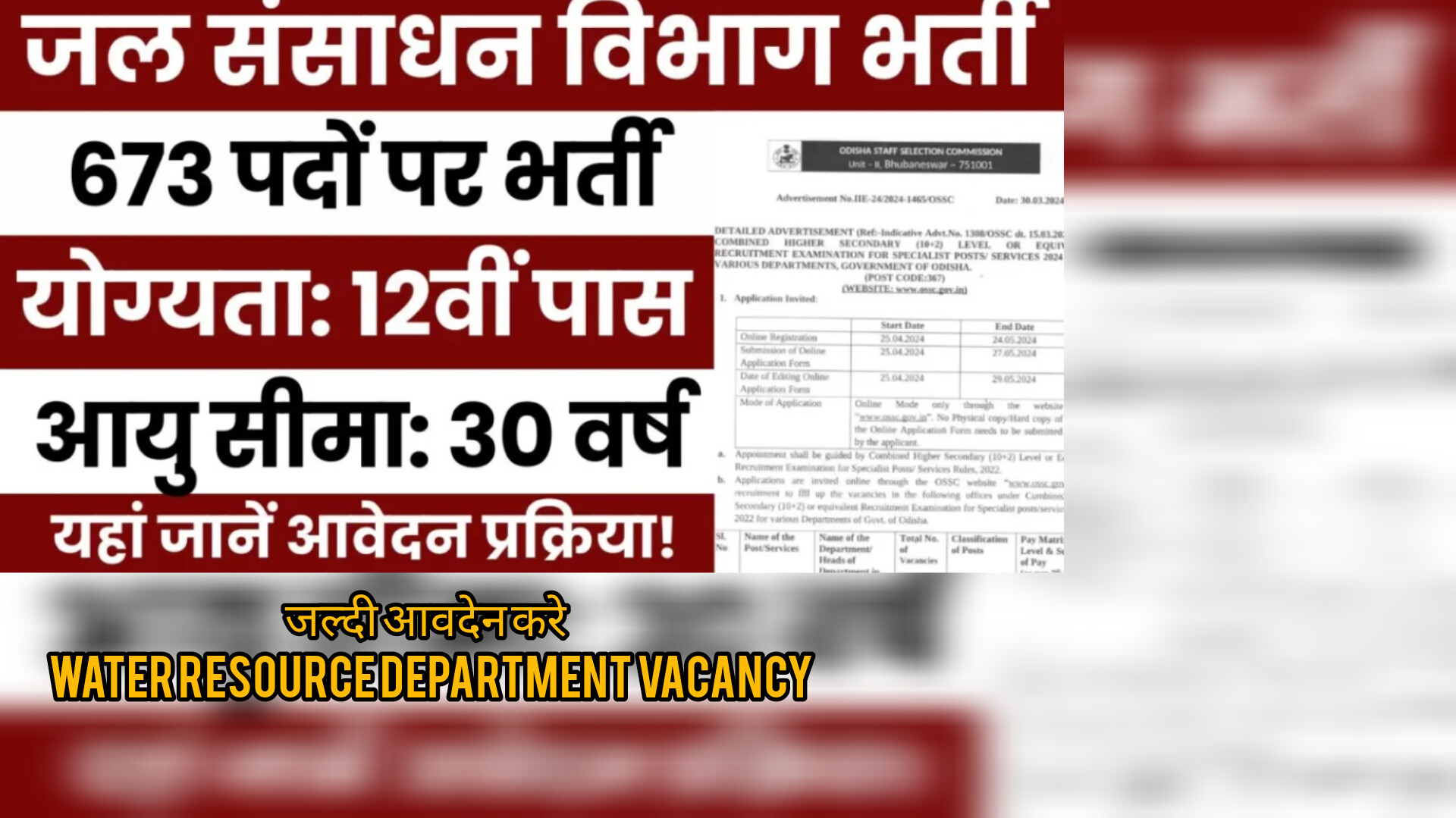 Water Resource department New Vacancy जल संसाधन विभाग भर्ती 