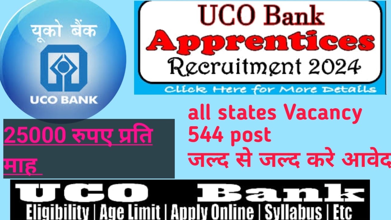 UCO bank Recruitment 2024 apply online for 544 post